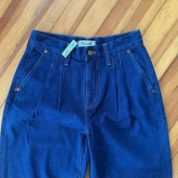 Madewell NWT Baggy Straight Jeans in Woodham Wash: Pleated Edition Size 26 - Picture 5 of 9